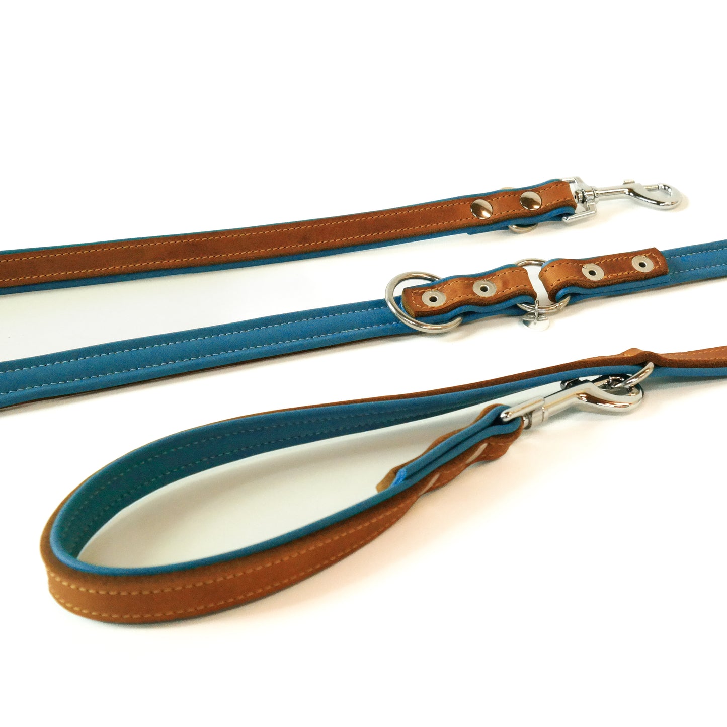 Verstelbare riem - cognac / ocean blue